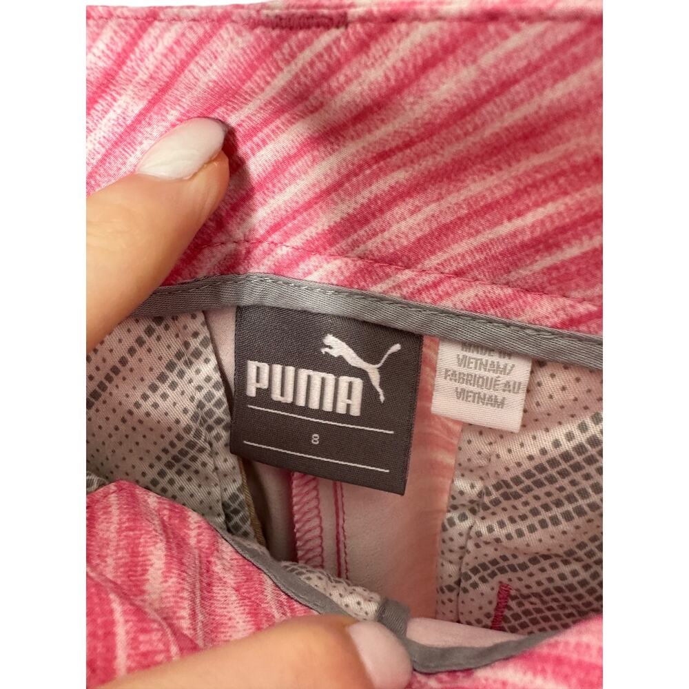 Puma Flat Front Pink & White Stripe Shorts Women's Size 8 - Picture 5 of 6